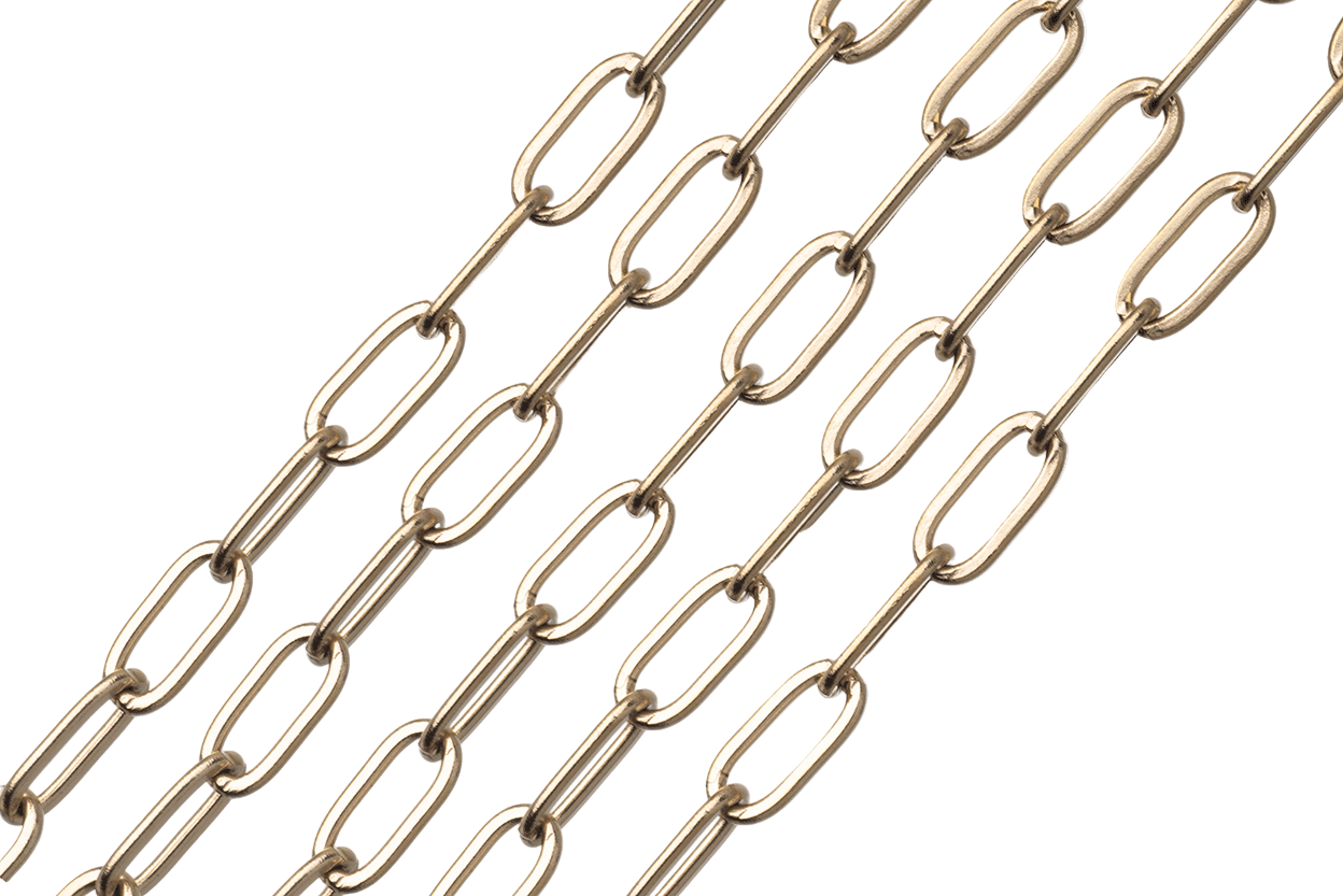 Paperclip Chain Small Size measures 3.3mm x 7.5mm available in Waterproof Gold made from Stainless Steel sold by the Foot - CH 160SS/G