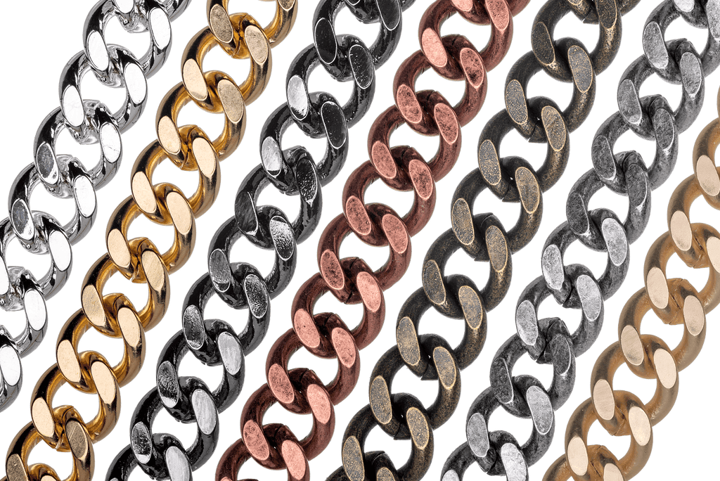 XL Cuban Link Curb Chain measures 12mm x 10mm available in Many Finishes sold by the Foot - CH 845