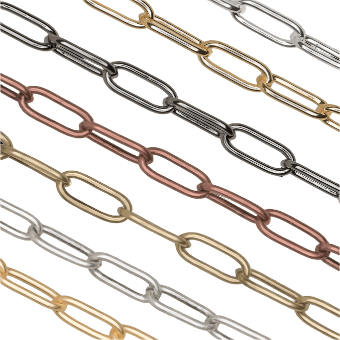 Paperclip Cable Chain - Medium Size 11mm x 4.25mm - Multiple Finishes - Sold by the Foot - CH 931