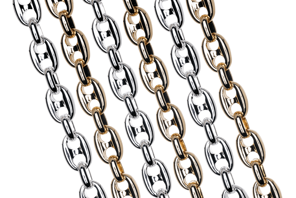11mm x 8mm Pignose Mariner Chain - Made of plated brass and pewter - Sold by the foot - Ch-942