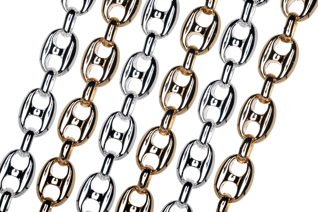 12.75mm x 10mm Pignose Mariner Chain - Made of plated pewter and brass - Sold by the foot - Ch-941