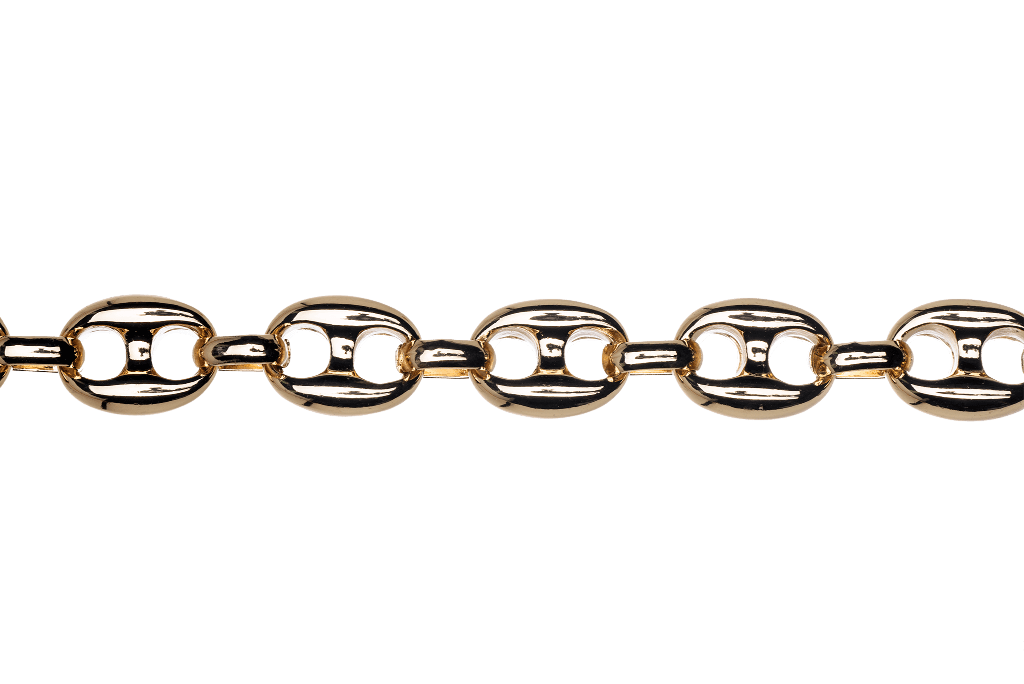 12.75mm x 10mm Pignose Mariner Chain - Made of plated pewter and brass - Sold by the foot - Ch-941