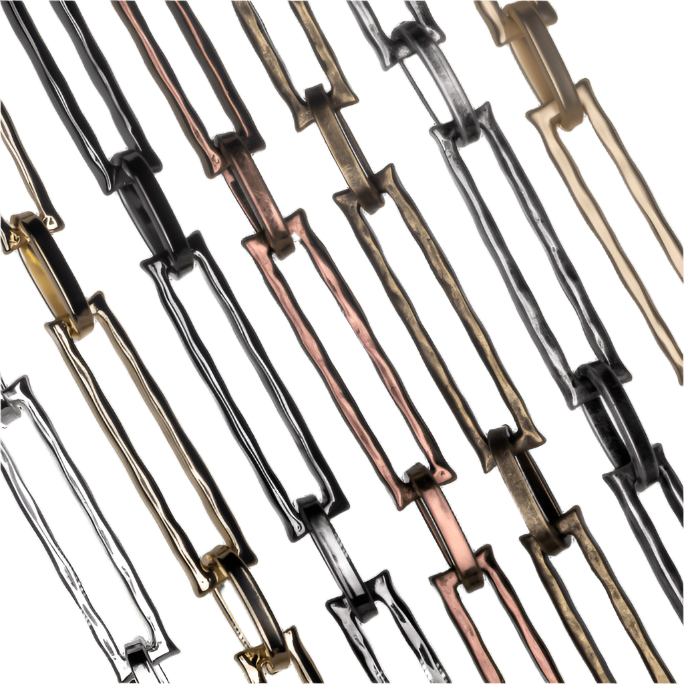 Rectangular Textured Cable Chain Large Size Multiple Colors - Per Foot