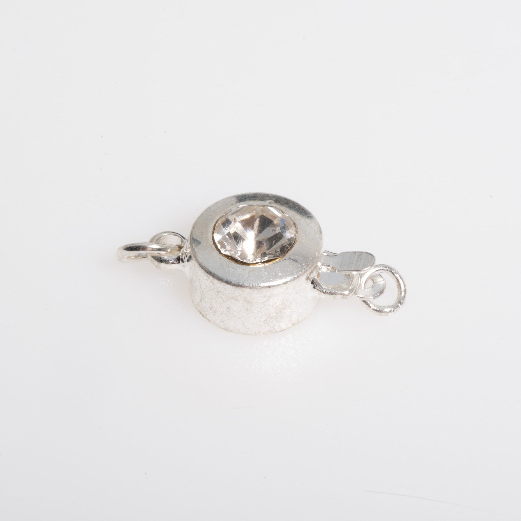 15mm x 9mm Embedded Rhinestone Disc Box Clasp - Made of Brass - Sold Individually - CL/24