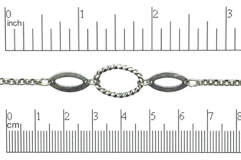 17mm x 12mm Oval Twisted Link Chain - Made of plated brass - Sold by the foot - Ch-50