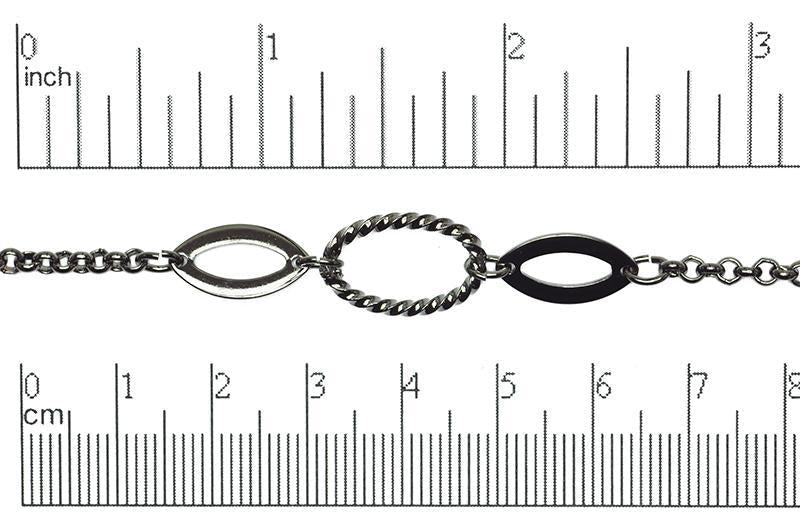 17mm x 12mm Oval Twisted Link Chain - Made of plated brass - Sold by the foot - Ch-50