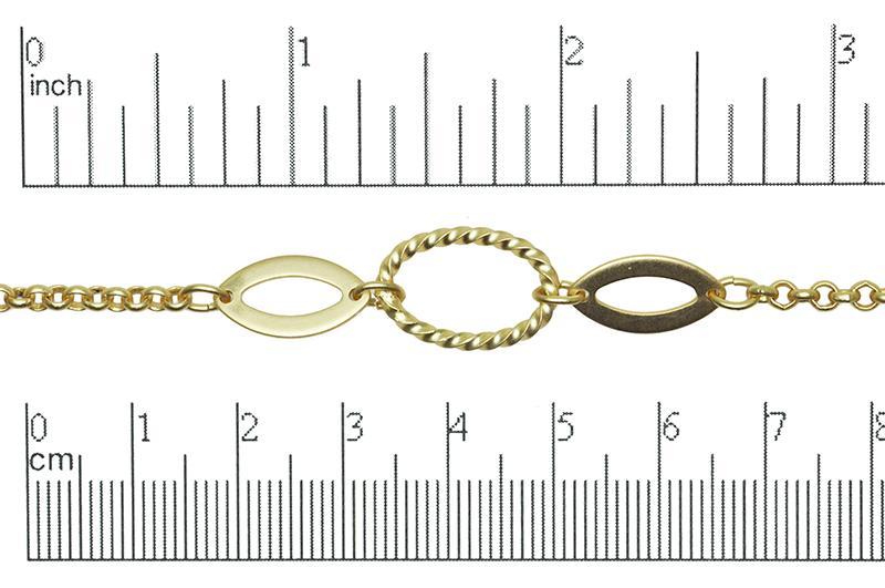 17mm x 12mm Oval Twisted Link Chain - Made of plated brass - Sold by the foot - Ch-50