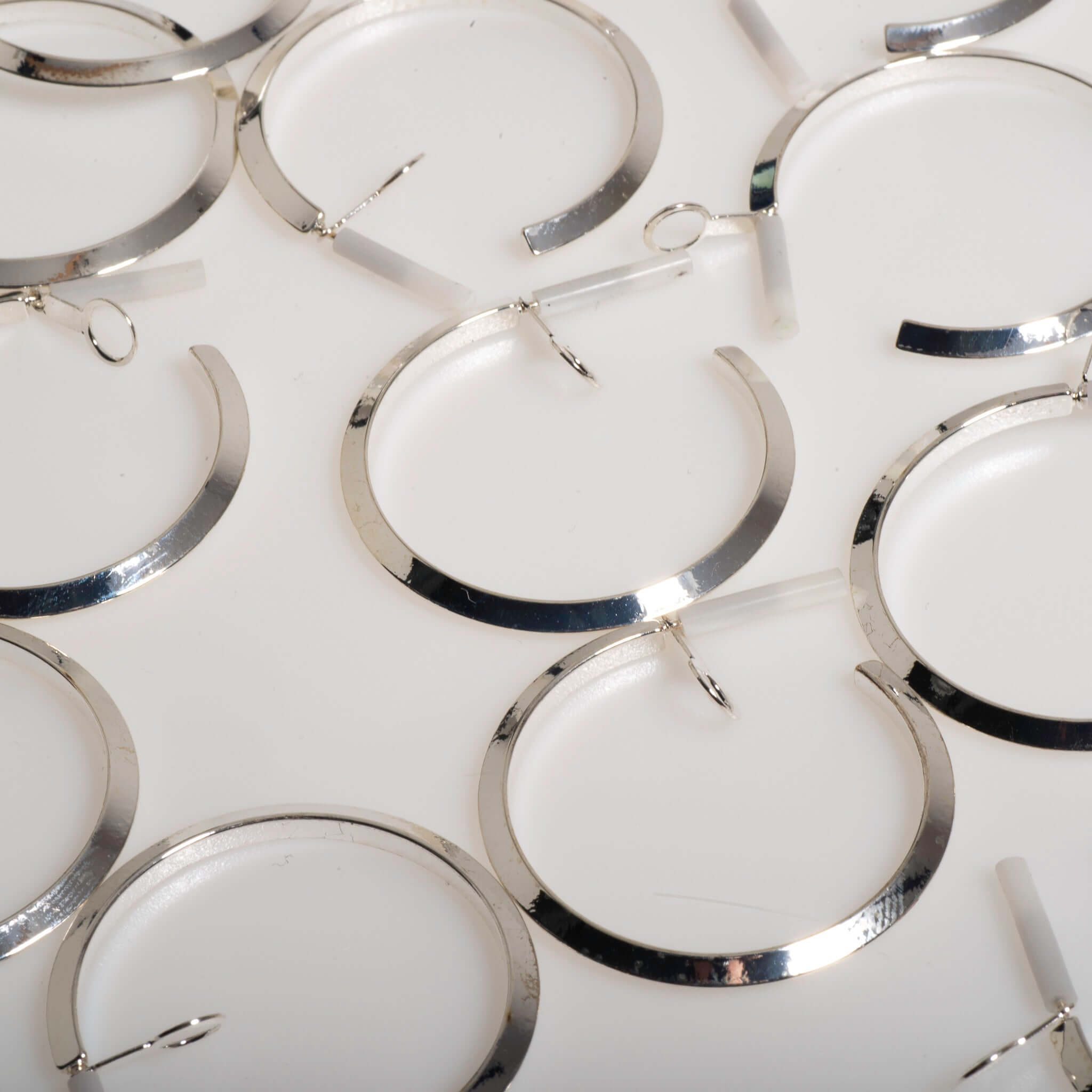40mm Beveled Hoop Earrings w/ Earnut - Made of plated hollow brass wire - Sold individually - EW5017