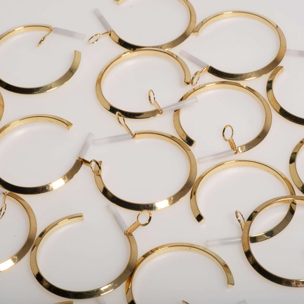 40mm Beveled Hoop Earrings w/ Earnut - Made of plated hollow brass wire - Sold individually - EW5017