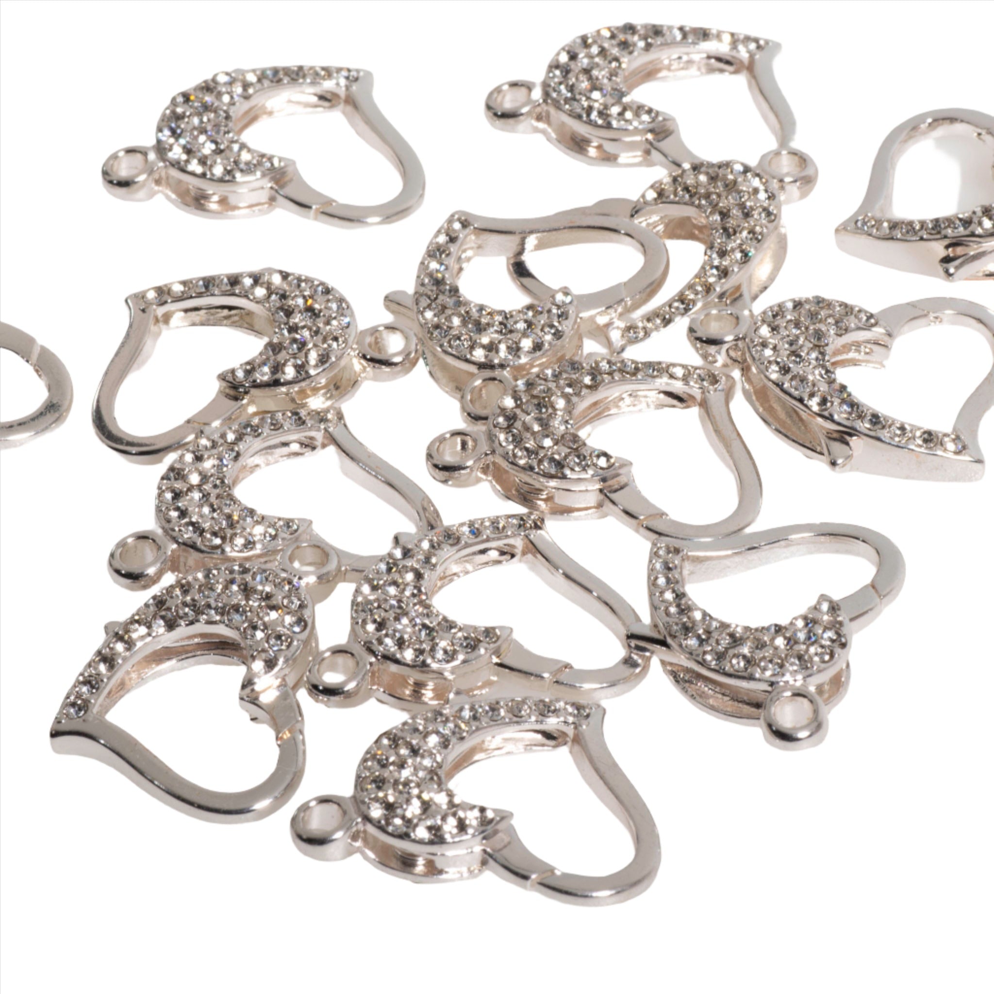 22mm x 16.5mm Pavé Crystal Heart Clasp - Made of Brass - Sold Individually - CL/28
