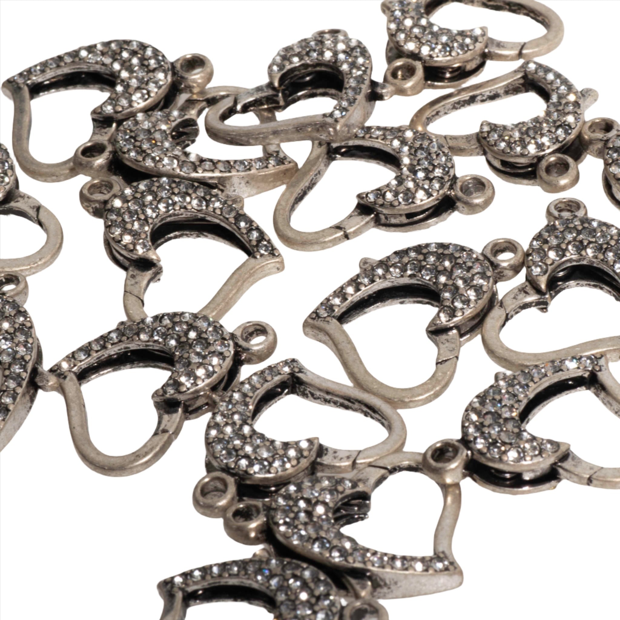 22mm x 16.5mm Pavé Crystal Heart Clasp - Made of Brass - Sold Individually - CL/28