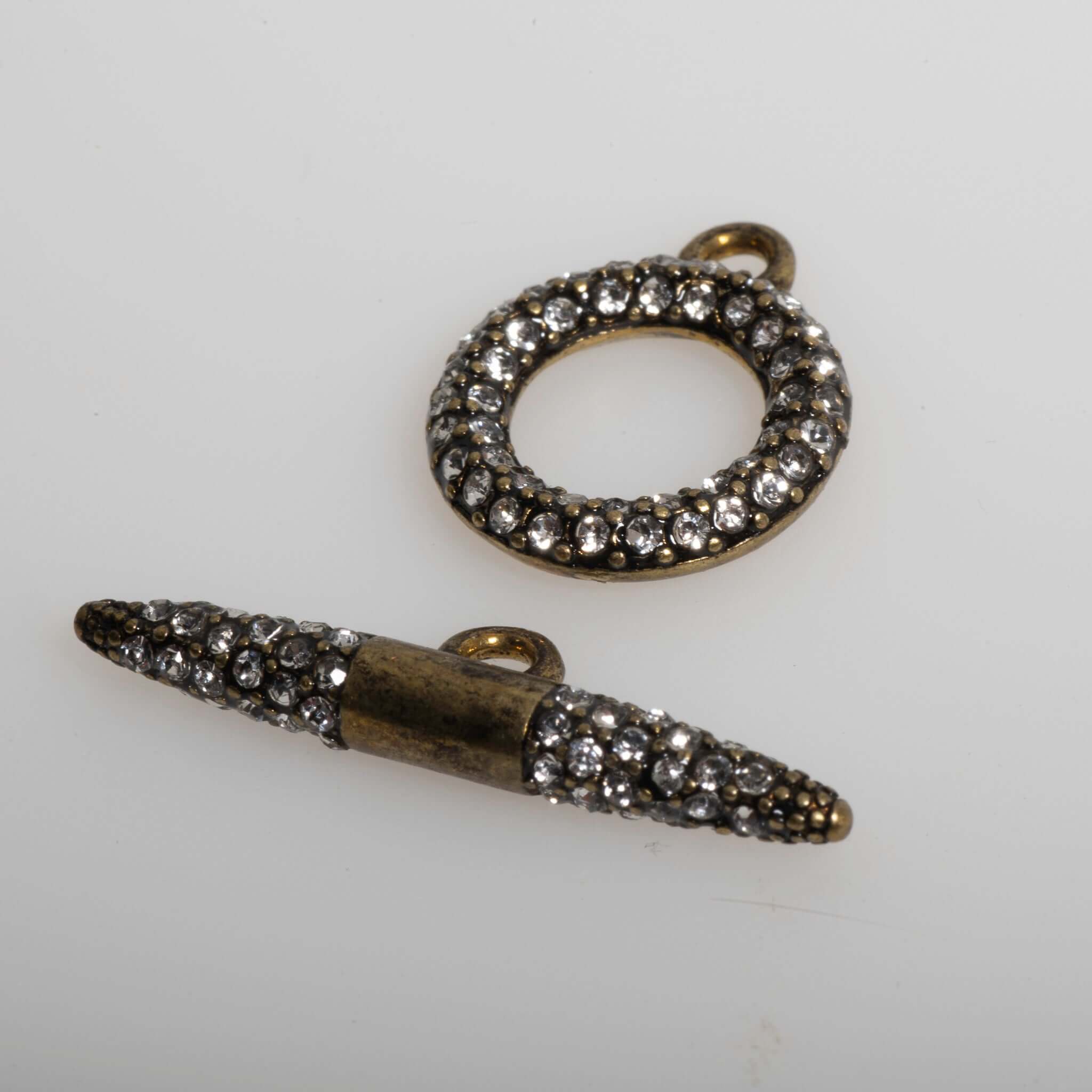 18mm x 15mm Loop, 28mm Bar Pavé Crystal Toggle - Made of Brass - Sold as a Set - CL/34