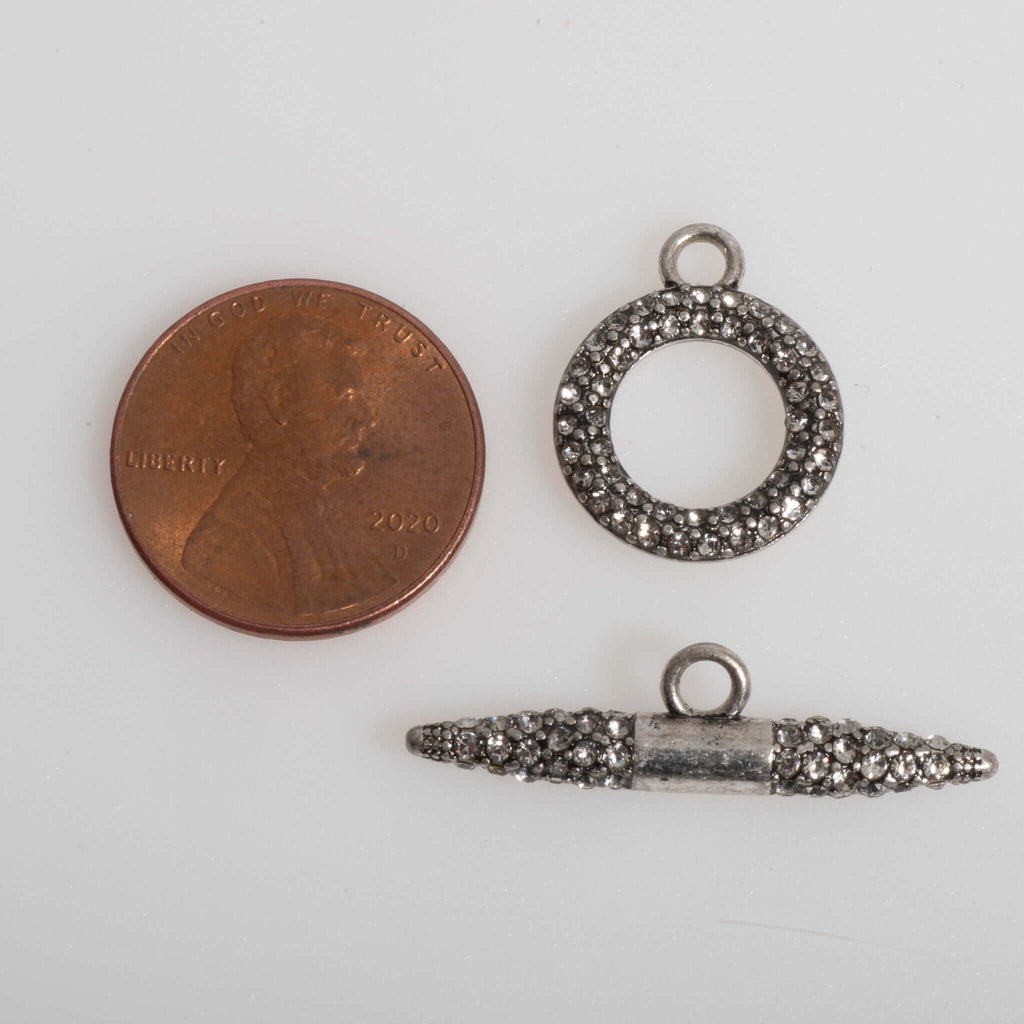 18mm x 15mm Loop, 28mm Bar Pavé Crystal Toggle - Made of Brass - Sold as a Set - CL/34