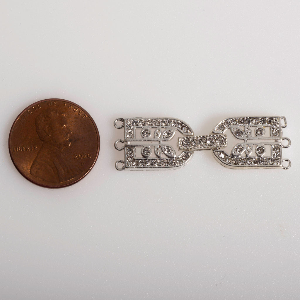 35.5mm x 11mm Framed Sprout Pavé Crystal Buckle Clasp - Made of Brass - Sold Individually - CL/39