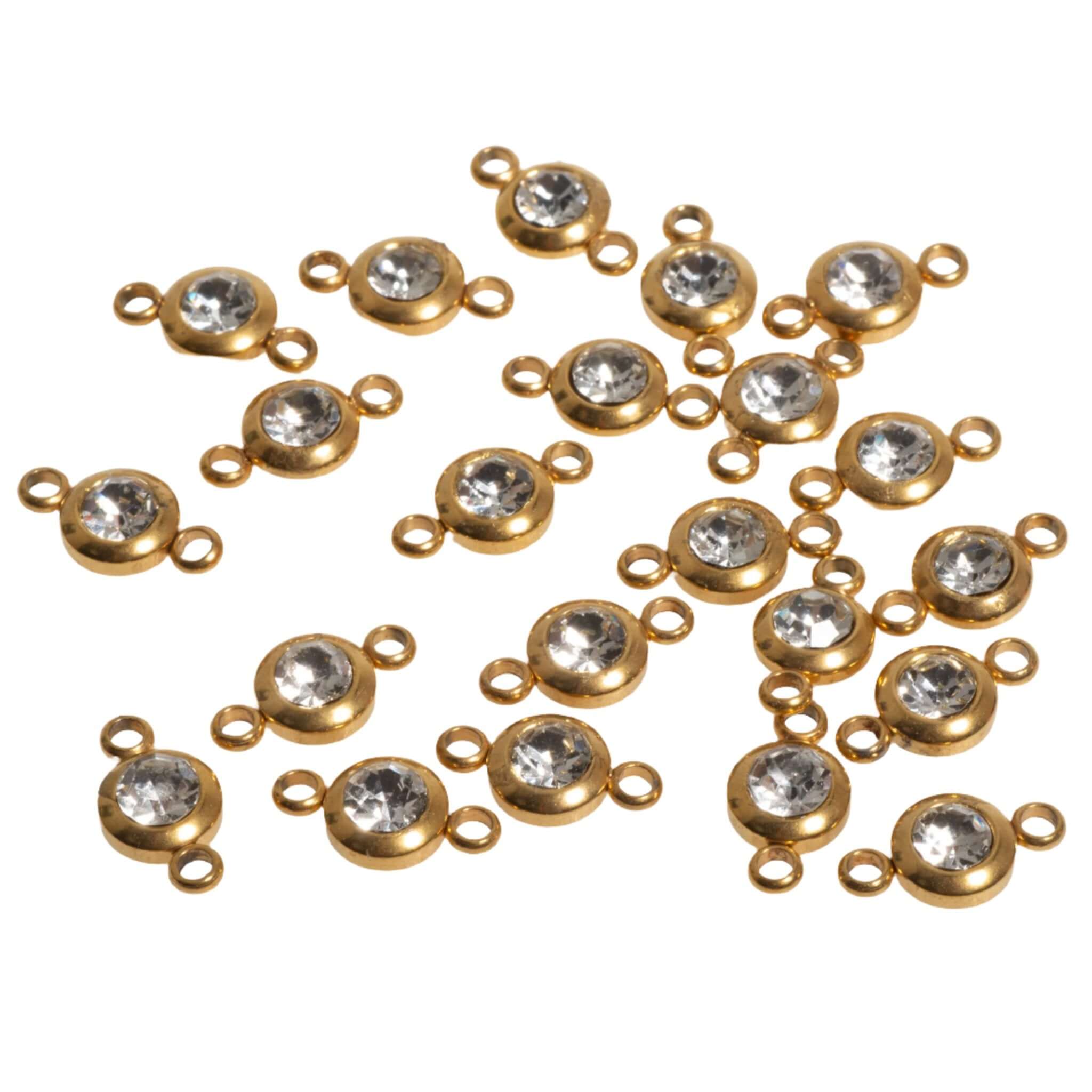Permanent Jewelry Gold Connectors with CZ Crystals - 6mm - Available in Silver & Gold - Sold Individually - CONN6SS