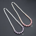 Pink and purple gradient pearl bead necklaces with white beads and silver-tone clasps