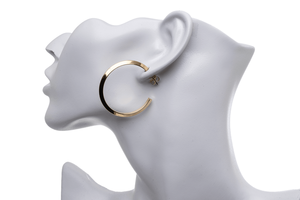 40mm Beveled Hoop Earrings w/ Earnut - Made of plated hollow brass wire - Sold individually - EW5017