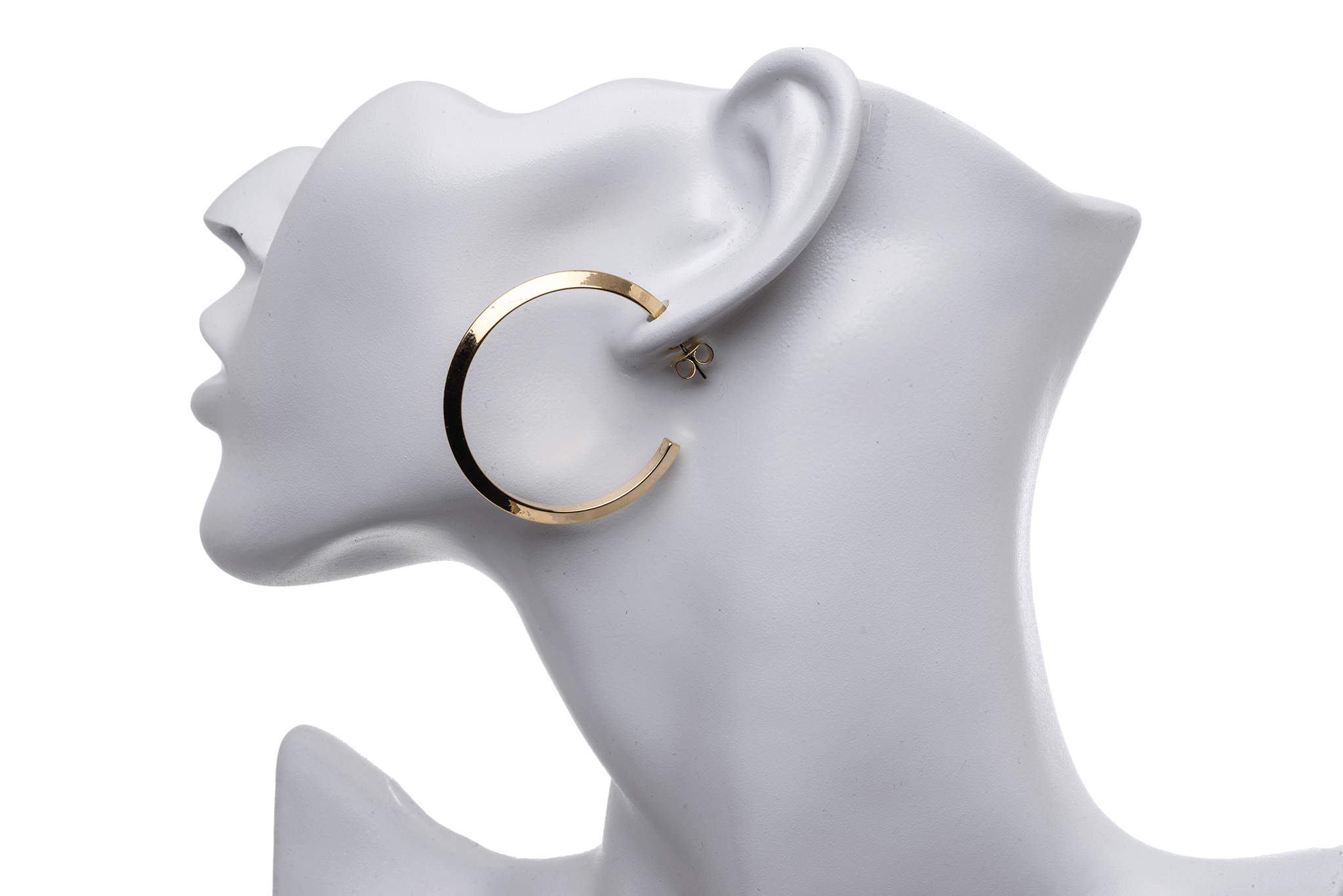 40mm Beveled Hoop Earrings w/ Earnut - Made of plated hollow brass wire - Sold individually - EW5017