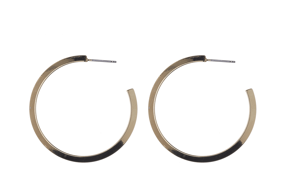 40mm Beveled Hoop Earrings w/ Earnut - Made of plated hollow brass wire - Sold individually - EW5017