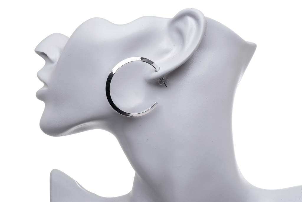 40mm Beveled Hoop Earrings w/ Earnut - Made of plated hollow brass wire - Sold individually - EW5017