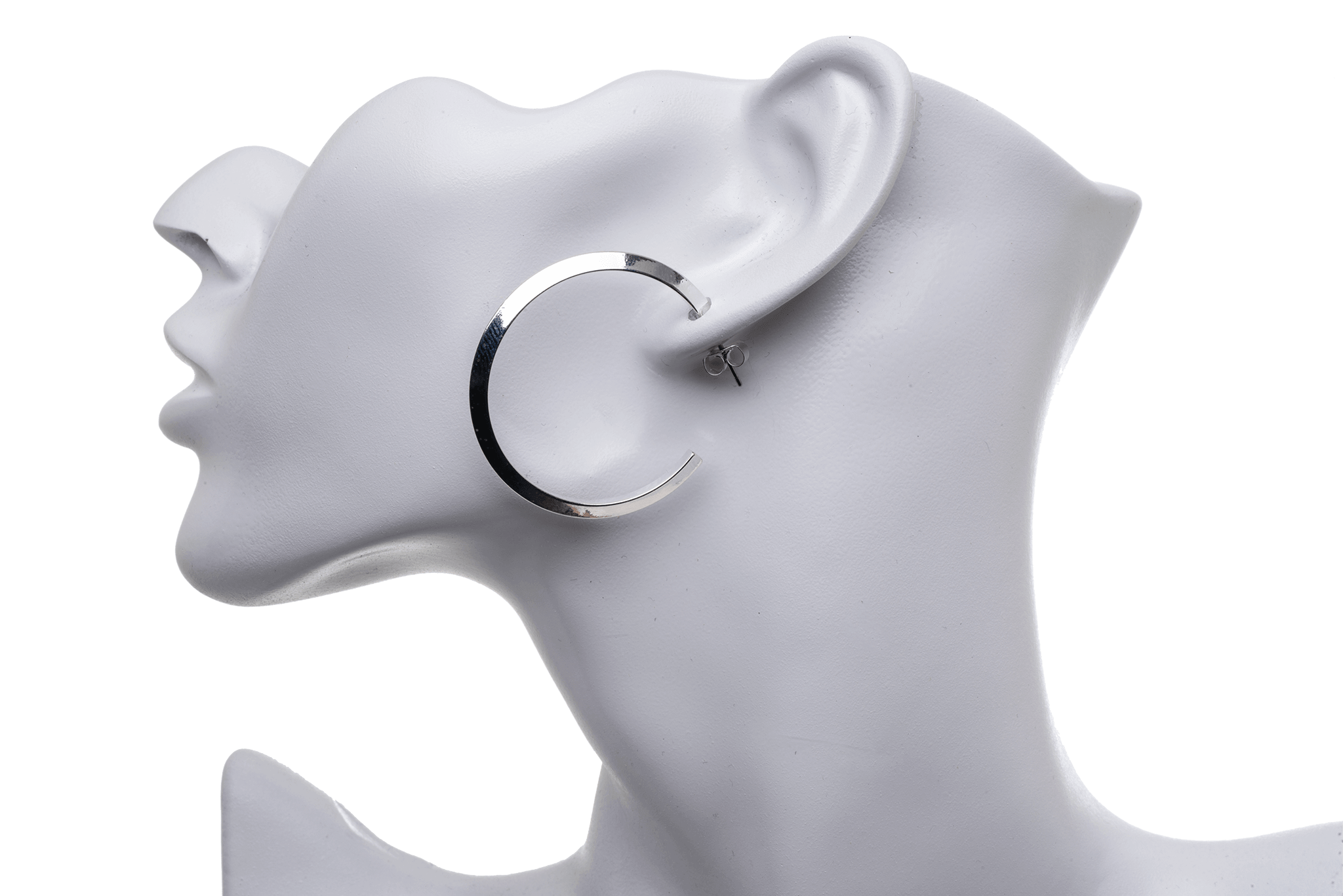 40mm Beveled Hoop Earrings w/ Earnut - Made of plated hollow brass wire - Sold individually - EW5017