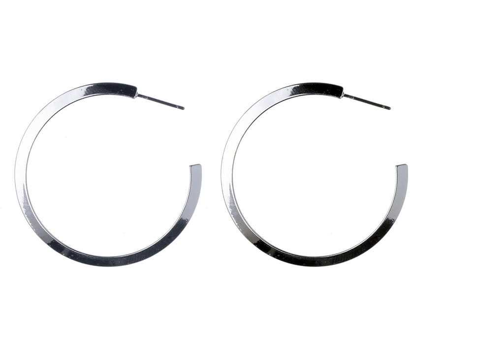 40mm Beveled Hoop Earrings w/ Earnut - Made of plated hollow brass wire - Sold individually - EW5017