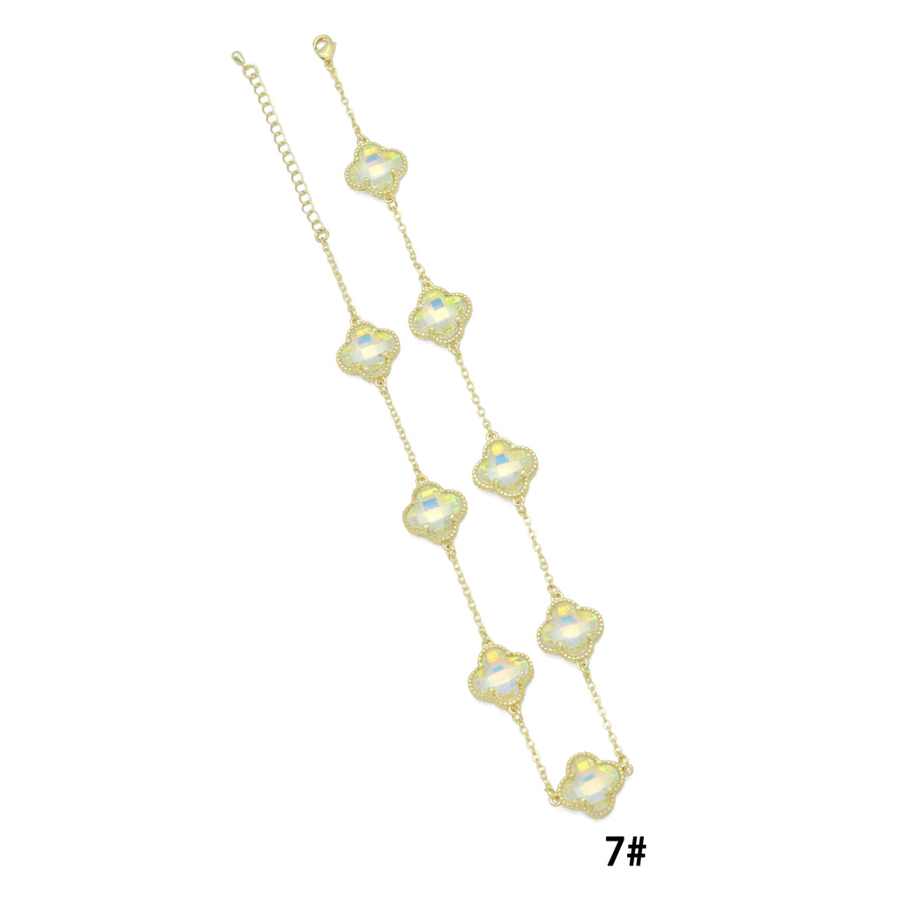 Pale iridescent crystal flower necklace labeled color 7