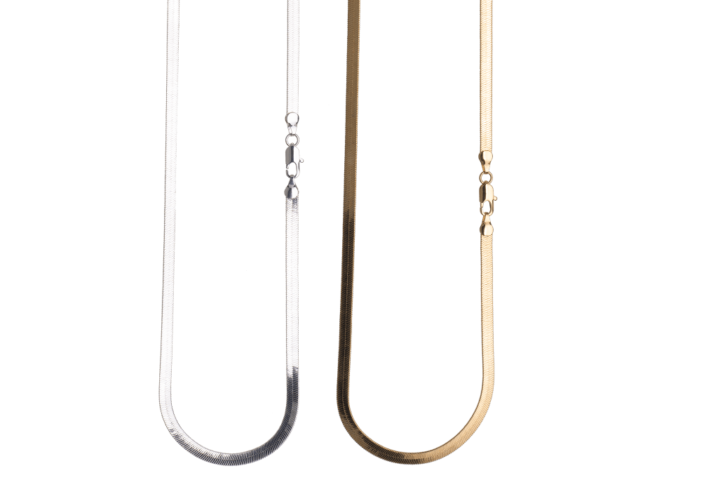 18" Herringbone Necklace - Made of plated brass - Sold by the piece