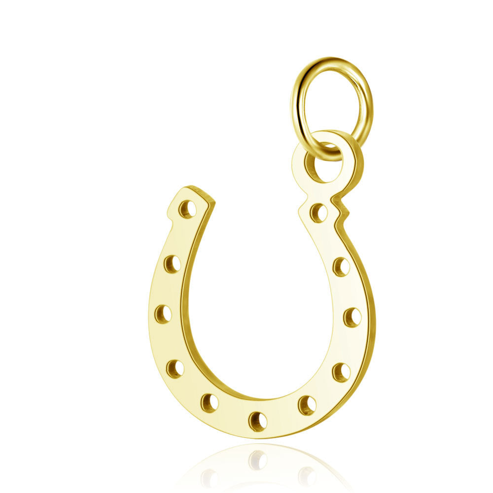 Horseshoe Good Luck Charm - Measures 10mm x 17mm Horseshoe Charm - Sold by the Piece - Available in Silver and Waterproof Gold - SSC4