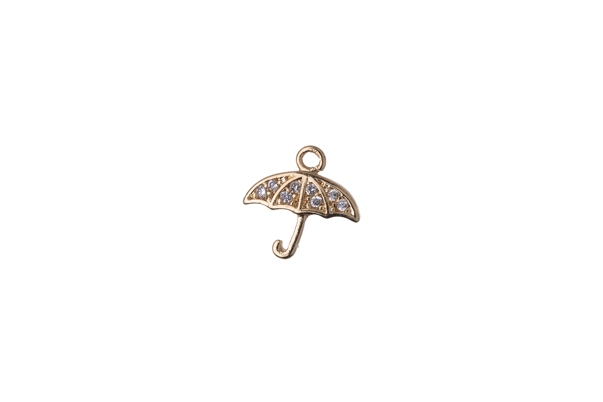 10mm x 10mm Cubic Zirconia Umbrella Charm - Plated Brass - Sold Individually - K119