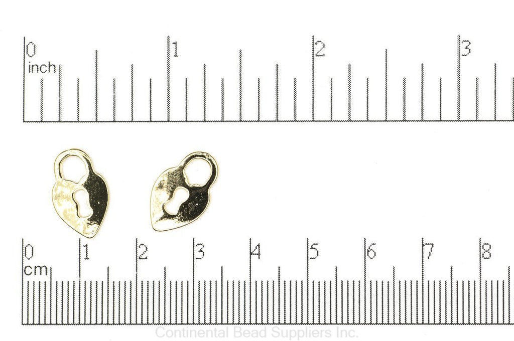 16mm x 10.25mm Heart Lock Charm - Plated Zinc - Sold Individually - K123