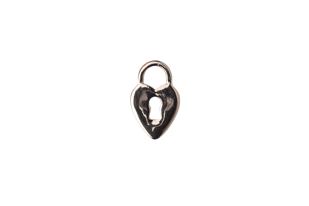 16mm x 10.25mm Heart Lock Charm - Plated Zinc - Sold Individually - K123