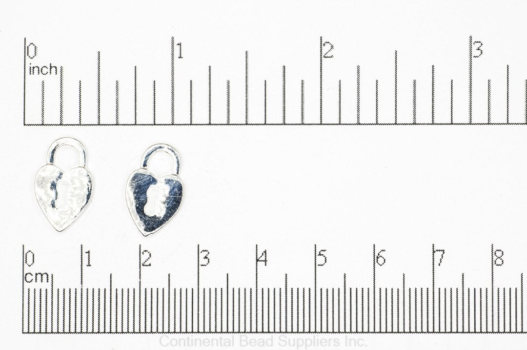 16mm x 10.25mm Heart Lock Charm - Plated Zinc - Sold Individually - K123