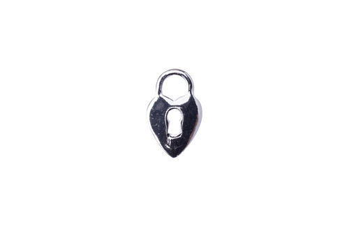 16mm x 10.25mm Heart Lock Charm - Plated Zinc - Sold Individually - K123