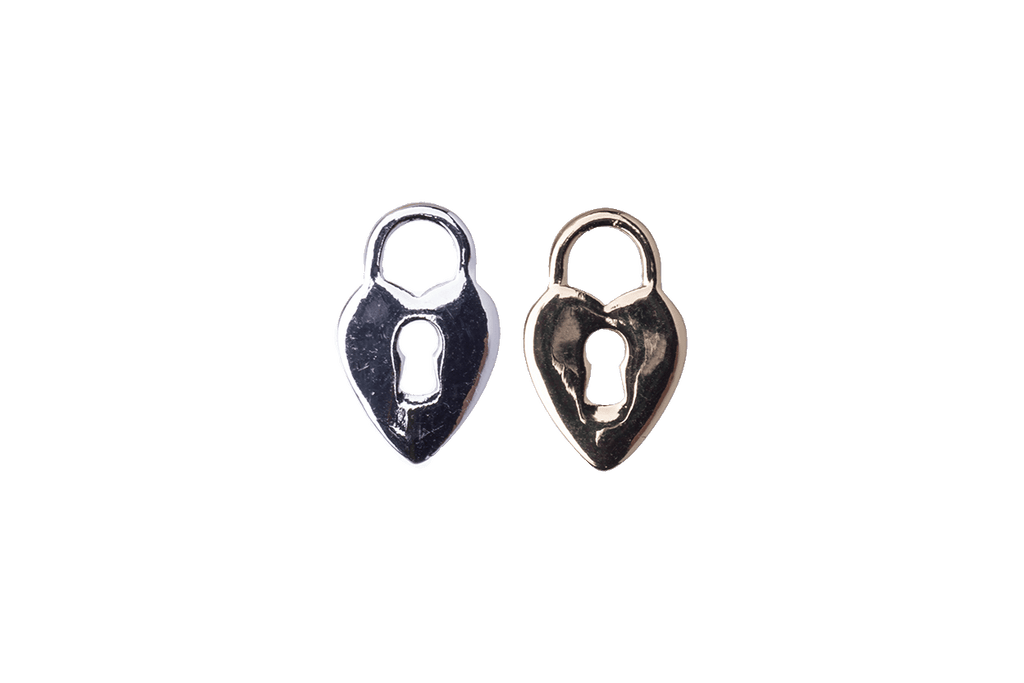 16mm x 10.25mm Heart Lock Charm - Plated Zinc - Sold Individually - K123