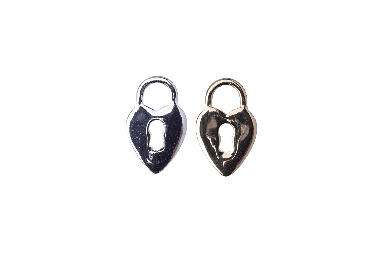16mm x 10.25mm Heart Lock Charm - Plated Zinc - Sold Individually - K123