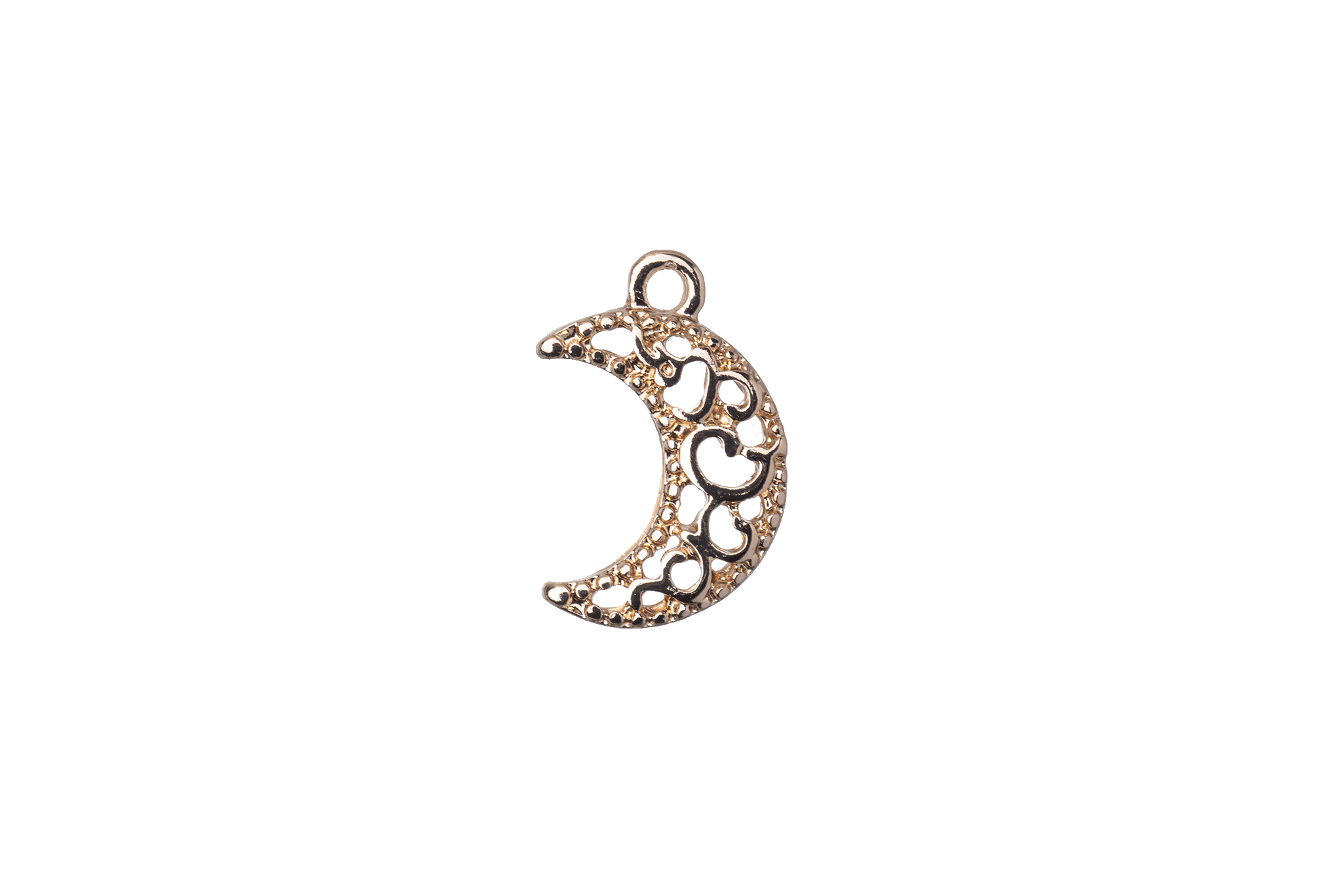 Crescent Moon Charm - Available in Silver and Gold - Measures 11mm x 17mm - Sold by the Piece - K124