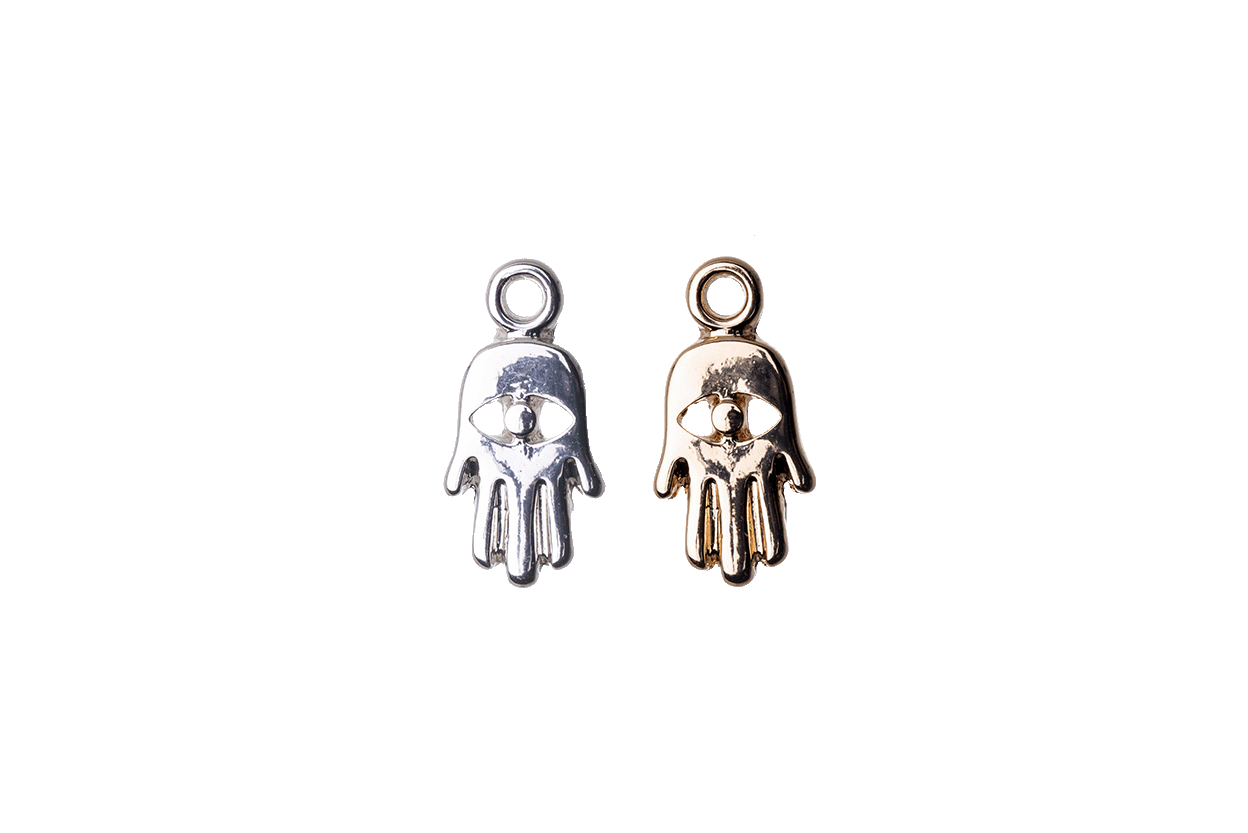 15.25mm x 8mm Hamsa Hand Charm - Plated Zinc - Sold Individually - K125