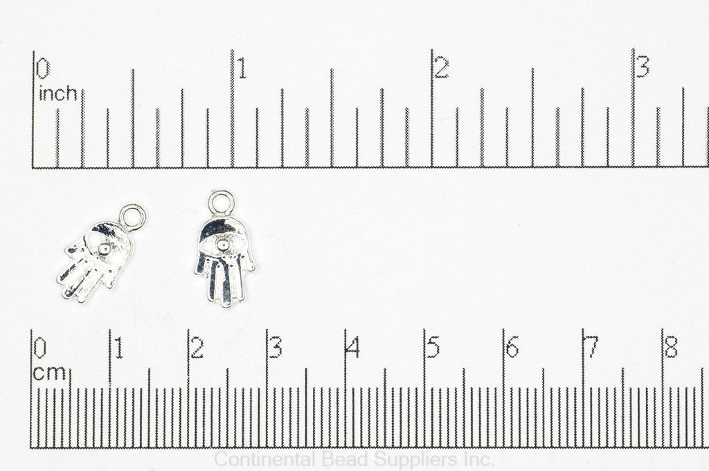 15.25mm x 8mm Hamsa Hand Charm - Plated Zinc - Sold Individually - K125