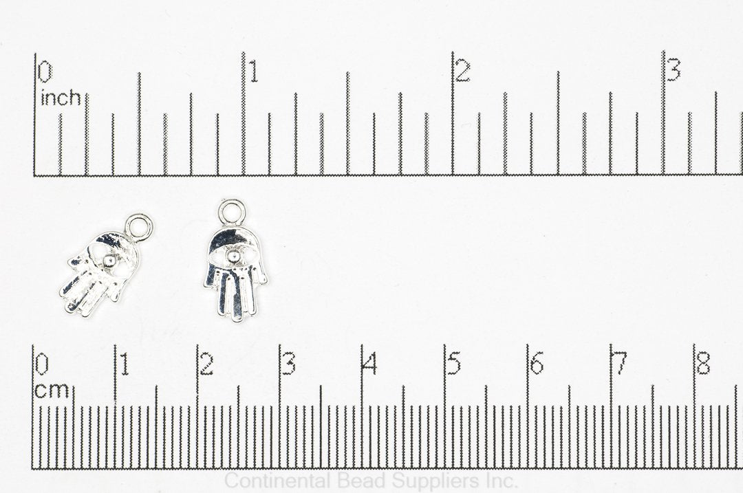 15.25mm x 8mm Hamsa Hand Charm - Plated Zinc - Sold Individually - K125