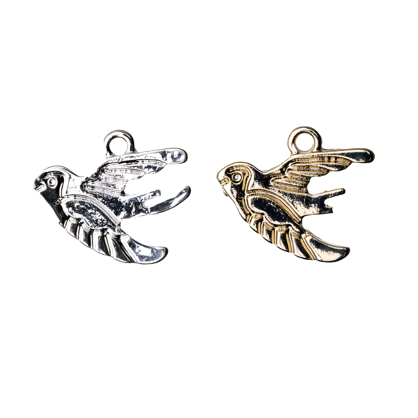 14.5mm x 11.75mm Swallow Bird Charm - Made of Plated Zinc - Sold Individually - K126
