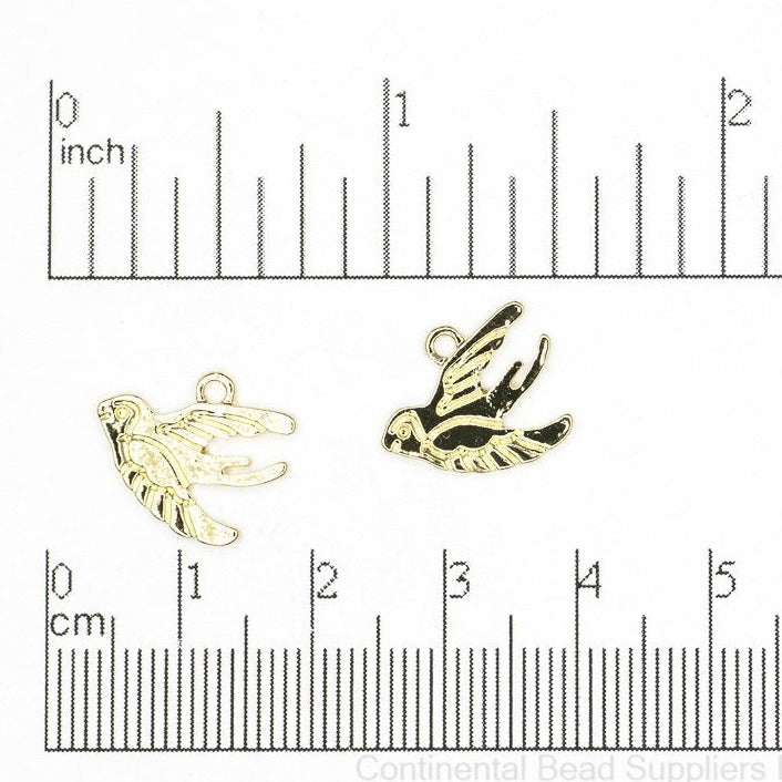 14.5mm x 11.75mm Swallow Bird Charm - Made of Plated Zinc - Sold Individually - K126