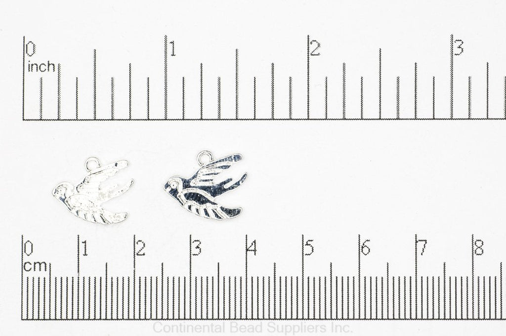 14.5mm x 11.75mm Swallow Bird Charm - Made of Plated Zinc - Sold Individually - K126