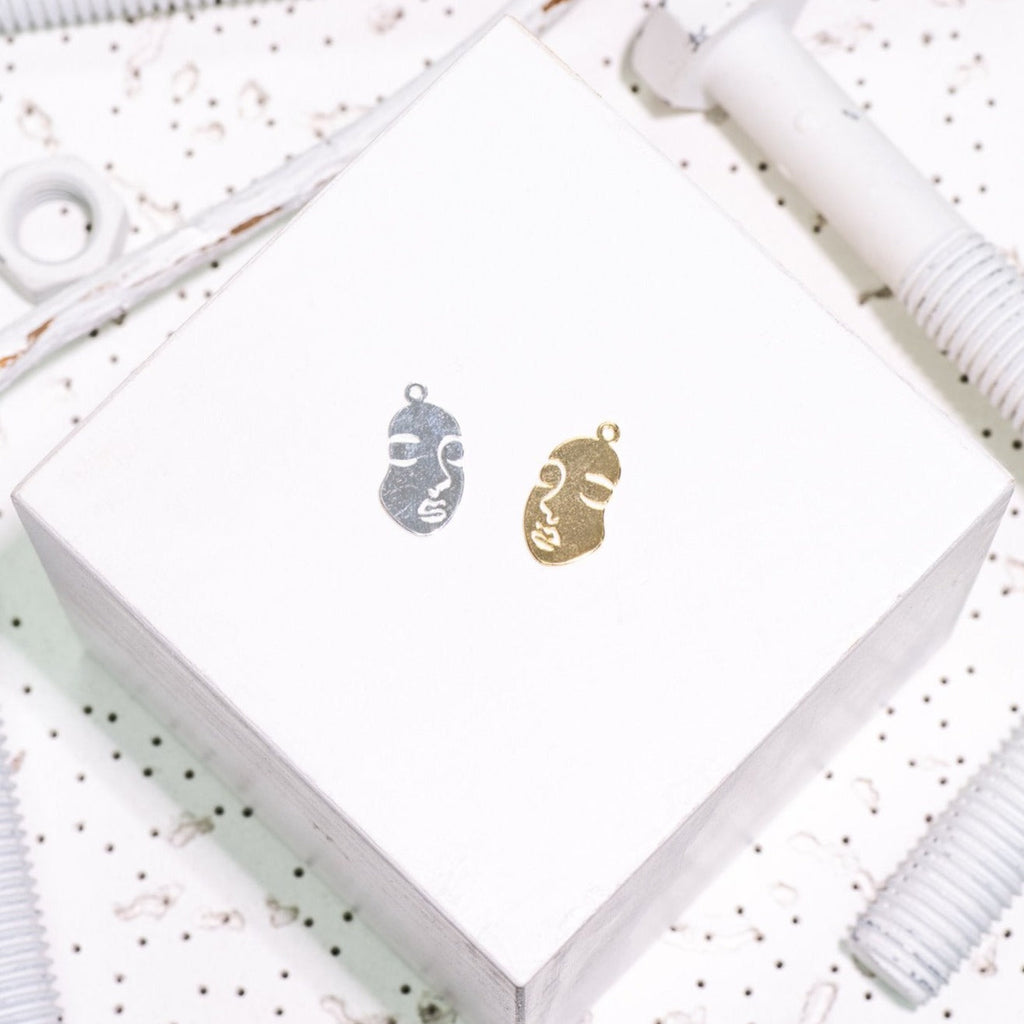 Woman's Face Charm Pendant 20mm x 10.5mm sold by the Piece - K133