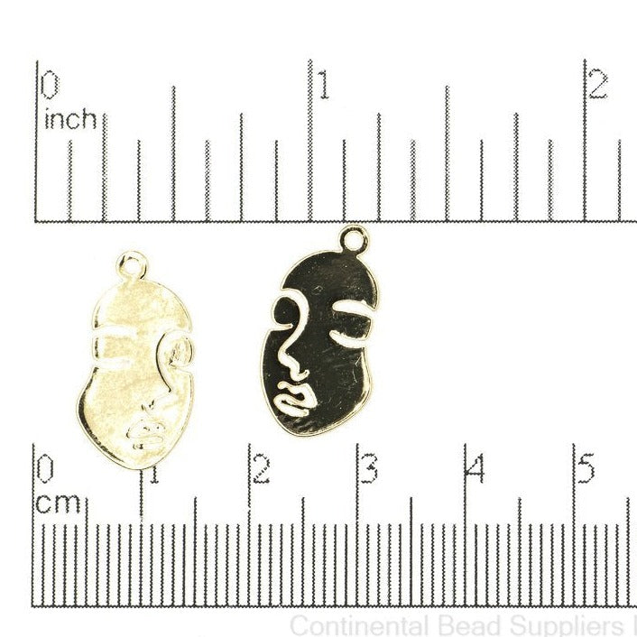 Woman's Face Charm Pendant 20mm x 10.5mm sold by the Piece - K133
