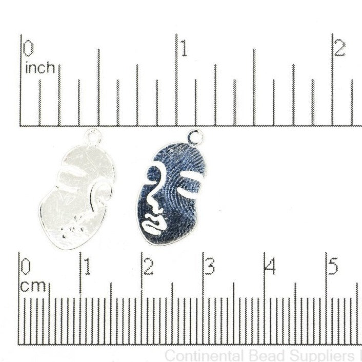 Woman's Face Charm Pendant 20mm x 10.5mm sold by the Piece - K133