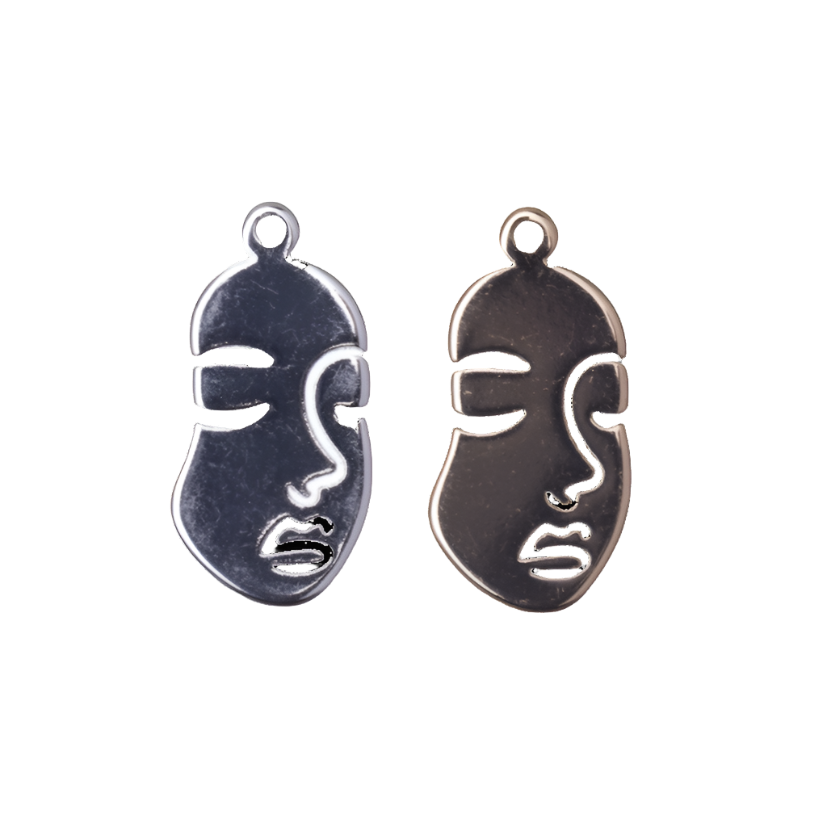 Woman's Face Charm Pendant 20mm x 10.5mm sold by the Piece - K133