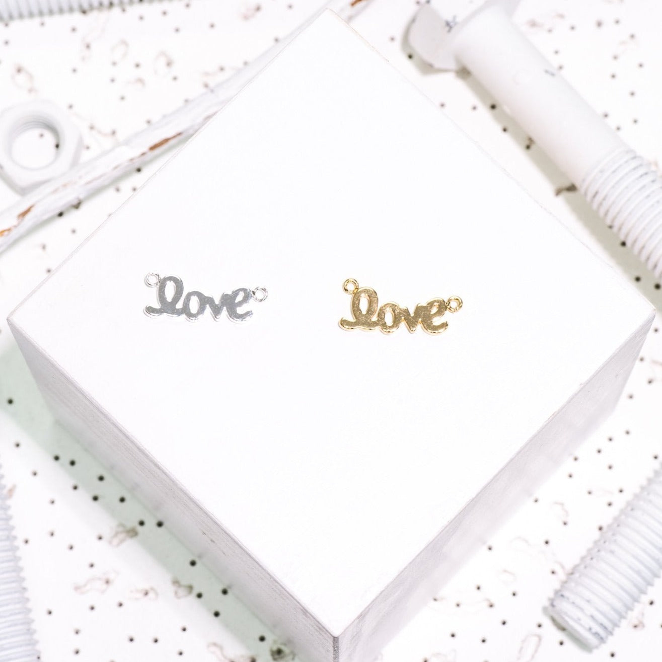 21mm x 8.75mm "LOVE" Charm - Made of Plated Brass - Sold Individually - K137