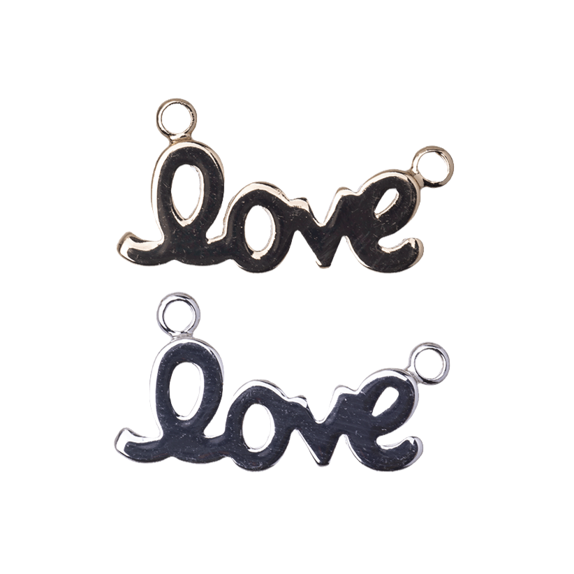 21mm x 8.75mm "LOVE" Charm - Made of Plated Brass - Sold Individually - K137