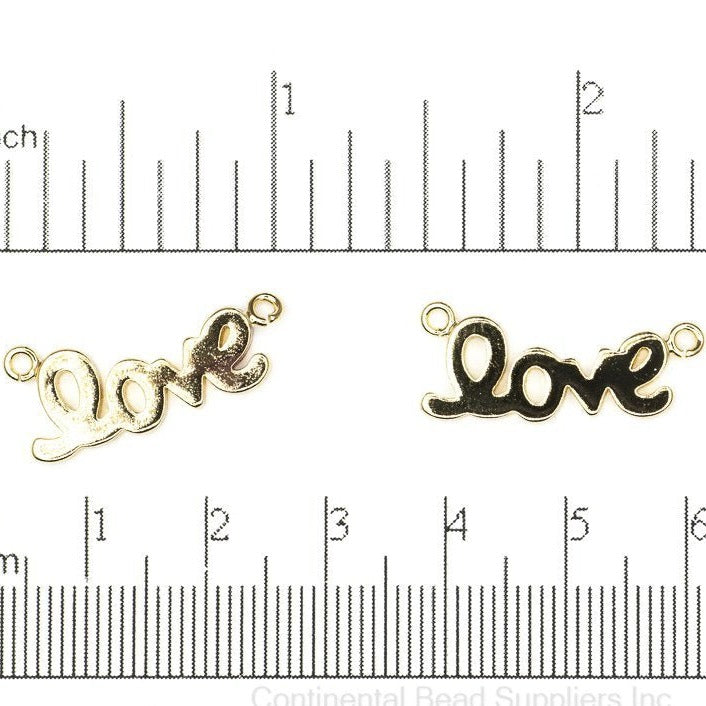 21mm x 8.75mm "LOVE" Charm - Made of Plated Brass - Sold Individually - K137